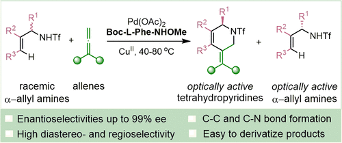 Kinetic Resolution of Allyltriflamides through a Pd-Catalyzed C–H Functionalization with Allenes: Asymmetric Assembly of Tetrahydropyridines